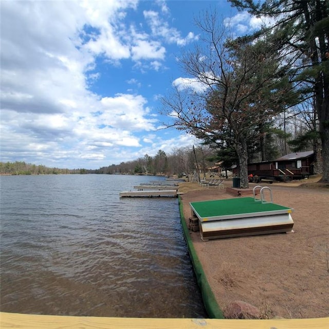 view of dock featuring a water view