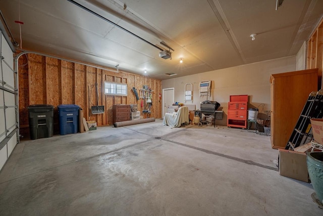 garage with a garage door opener