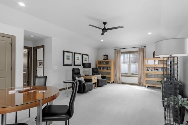 6667 S Chickahauk Trl, Middleton, WI 53562 - office area with ceiling fan, baseboards, carpet, and recessed lighting