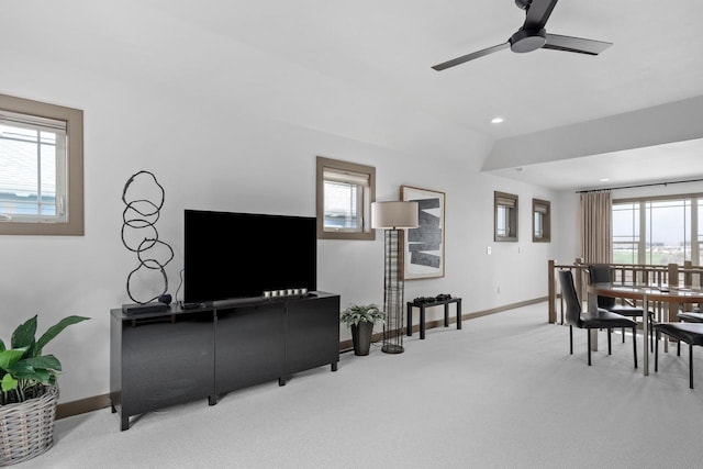 6667 S Chickahauk Trl, Middleton, WI 53562 - living area featuring baseboards, carpet, healthy amount of natural light, ceiling fan, and recessed lighting