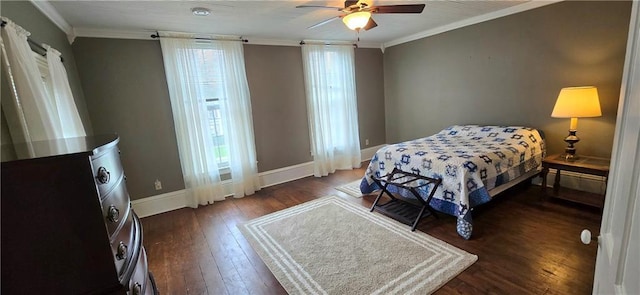 422 W Columbia St, Chippewa Falls, WI 54729 - bedroom with dark wood-type flooring, ornamental molding, and multiple windows