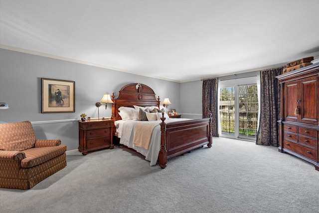 19425 Killarney Way, Brookfield, WI 53045 - bedroom featuring light colored carpet, ornamental molding, and access to exterior