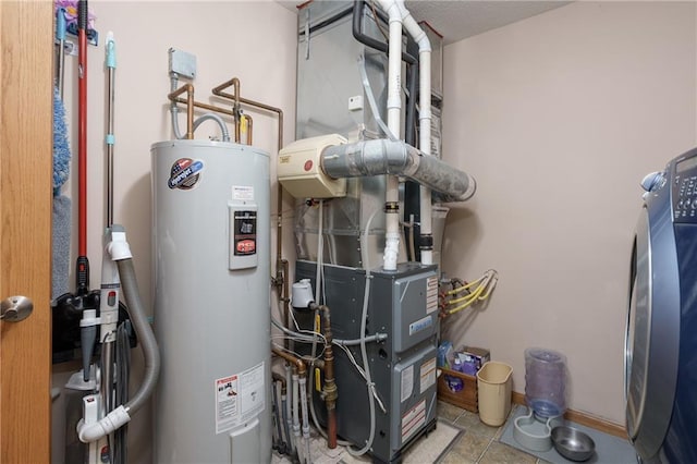 utilities featuring washer / clothes dryer and electric water heater