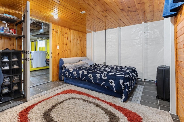 1221 S Madison St, Appleton, WI 54915 - bedroom featuring wood walls