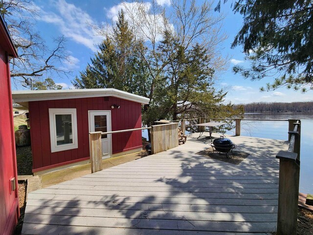 26297 State Highway 60, Lone Rock, WI 53556 - deck with a water view and an outdoor fire pit