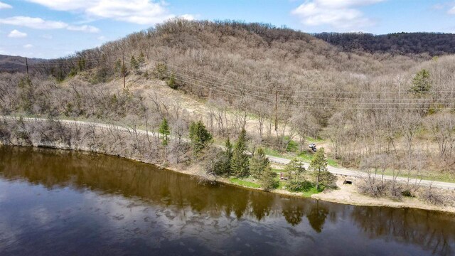 26297 State Highway 60, Lone Rock, WI 53556 - bird's eye view with a forest view and a water and mountain view