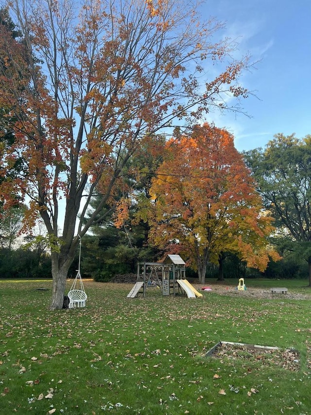 view of yard with a playground