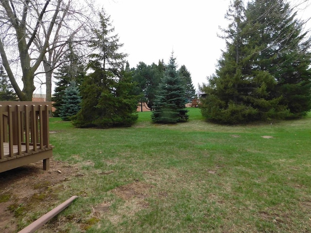 view of yard featuring a deck