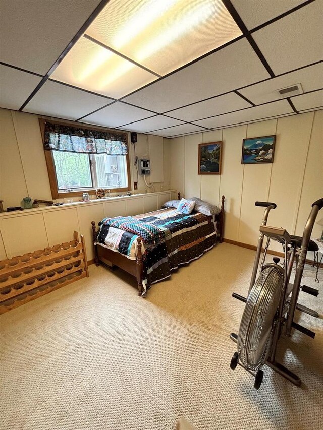 5021 Margaret Dr, Amherst, WI 54406 - carpeted bedroom featuring a drop ceiling