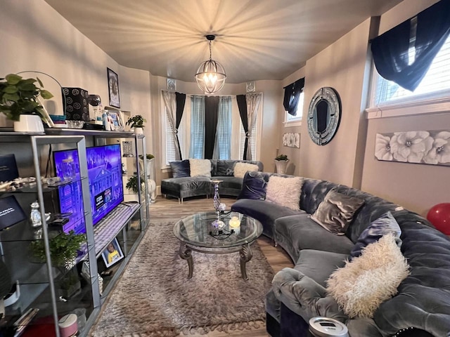 living area featuring wood finished floors