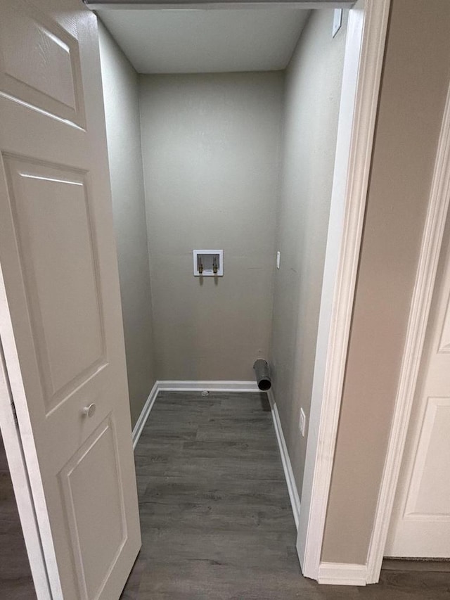 1742 Kremer Ave, Racine, WI 53402 - washroom featuring washer hookup, dark wood-style floors, and baseboards