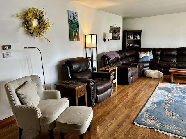 living area featuring wood finished floors