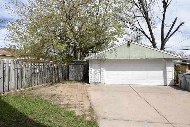 detached garage with fence