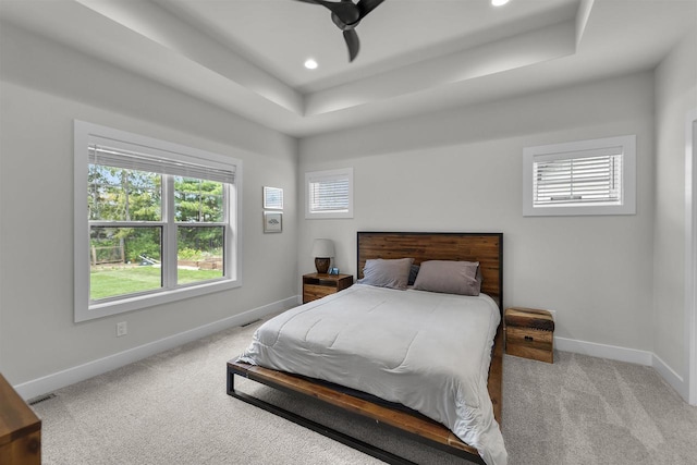 1205 Thistle Dew Ln, Waunakee, WI 53597 - bedroom with baseboards, a raised ceiling, carpet floors, and recessed lighting