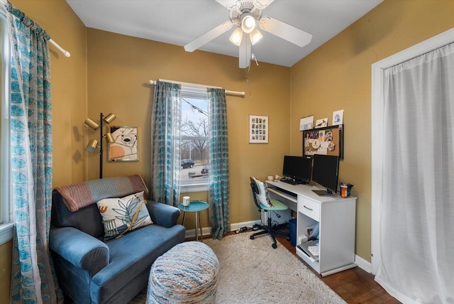 1932 N Warren Ave Unit 1934, Milwaukee, WI 53202 - office space with baseboards, ceiling fan, and wood finished floors