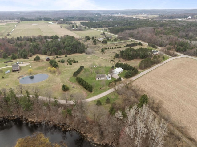 E2145 Johanson Rd, Iola, WI 54945 - birds eye view of property featuring a water view and a rural view