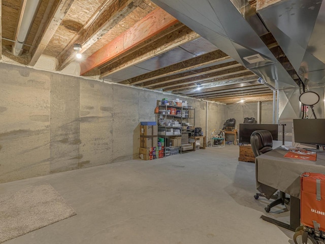 unfinished below grade area featuring visible vents