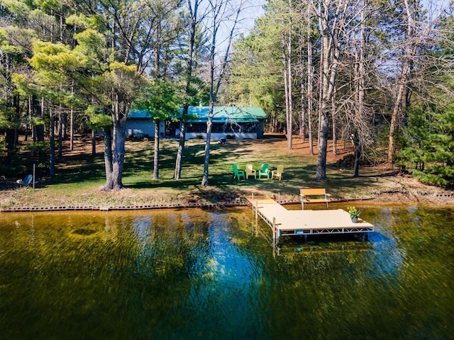dock area featuring a water view