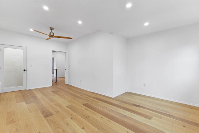 2627 N Farwell Ave, Milwaukee, WI 53211 - unfurnished room featuring light wood-style flooring, recessed lighting, ceiling fan, and baseboards