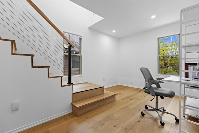 2627 N Farwell Ave, Milwaukee, WI 53211 - unfurnished office with light wood finished floors, recessed lighting, and baseboards