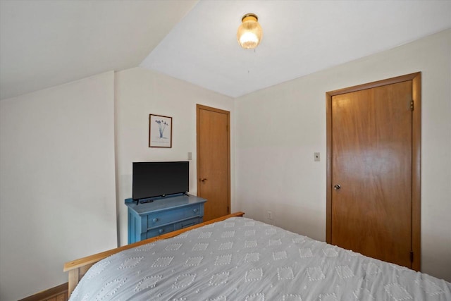 bedroom featuring vaulted ceiling