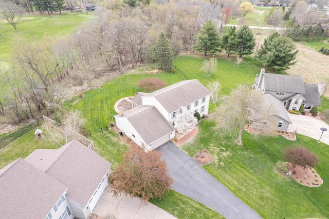birds eye view of property with a residential view