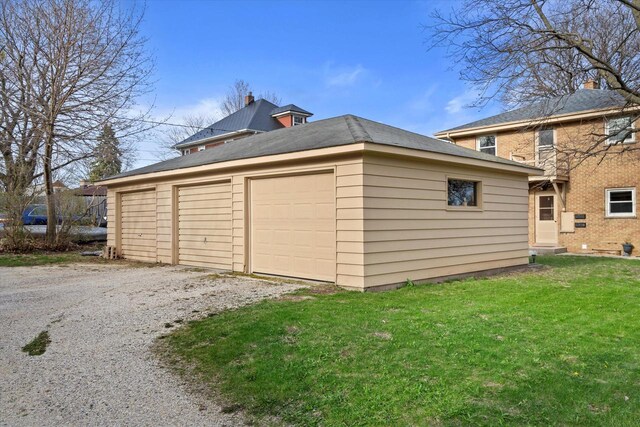 view of detached garage