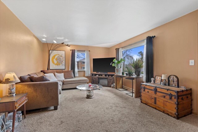 view of carpeted living area