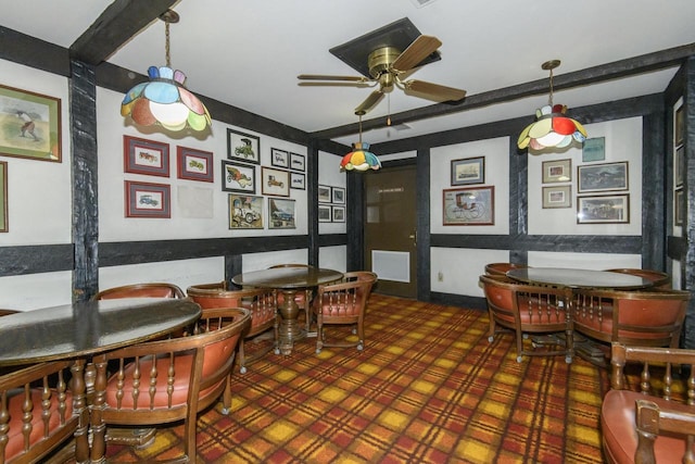 dining area featuring ceiling fan