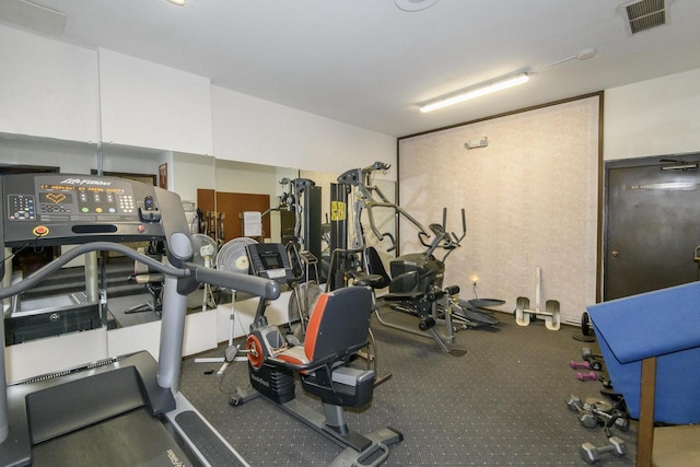 gym with visible vents