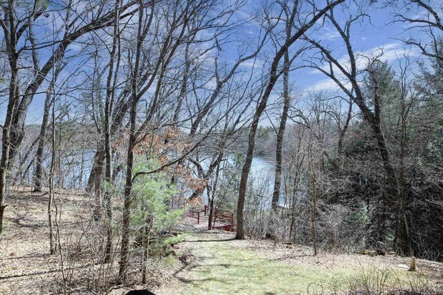 water view featuring a wooded view