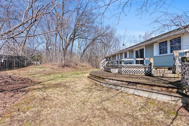 view of yard with a deck