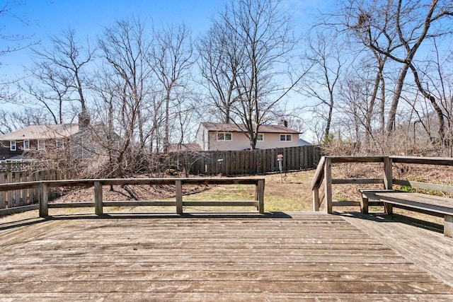 wooden deck featuring a fenced backyard