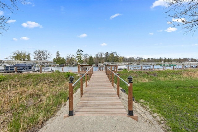 dock area featuring a water view