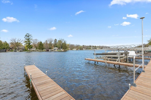 dock area featuring a water view