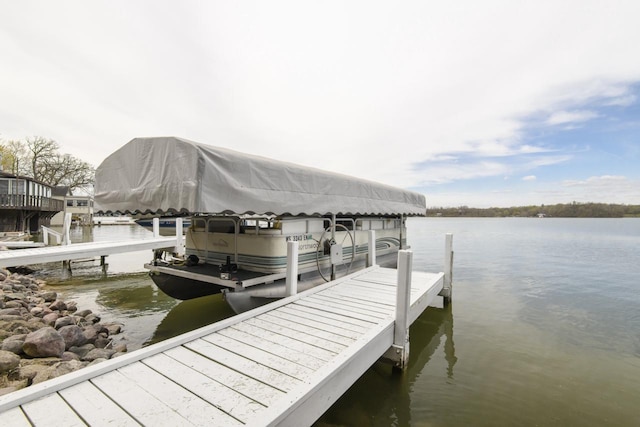 view of dock featuring a water view