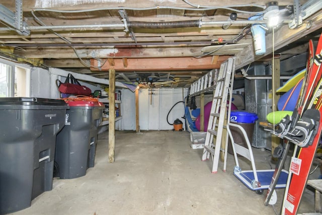 view of unfinished basement