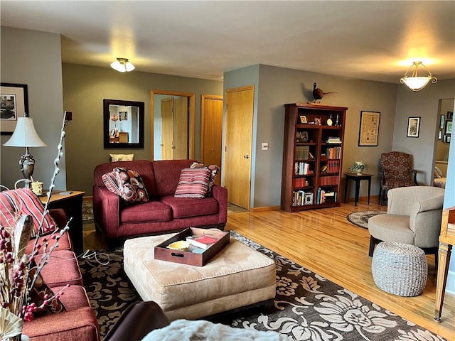 living room with wood finished floors