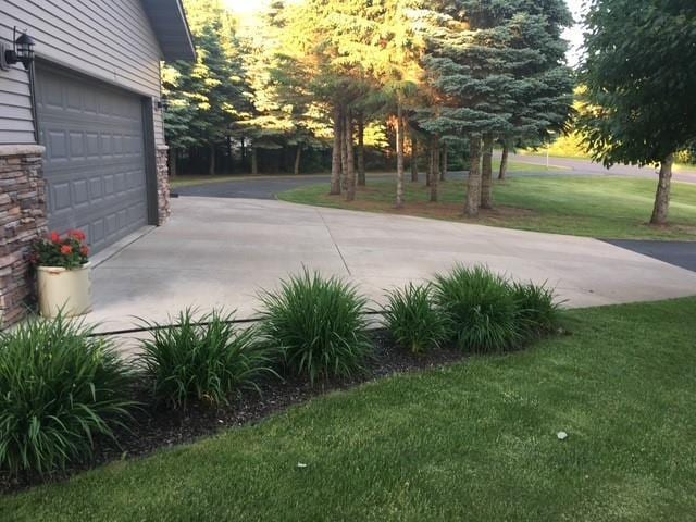 exterior space with a garage