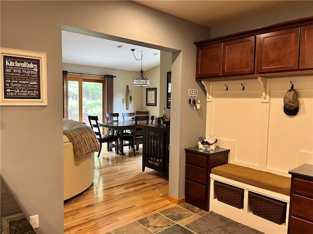 mudroom featuring light wood-type flooring
