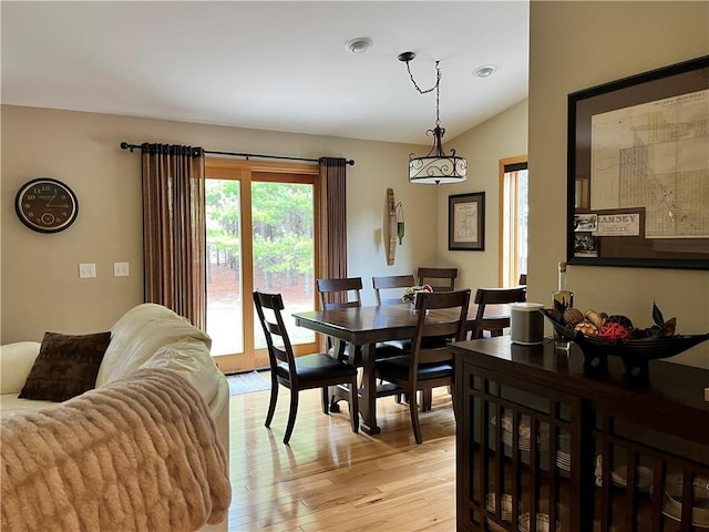 dining room with light wood-type flooring