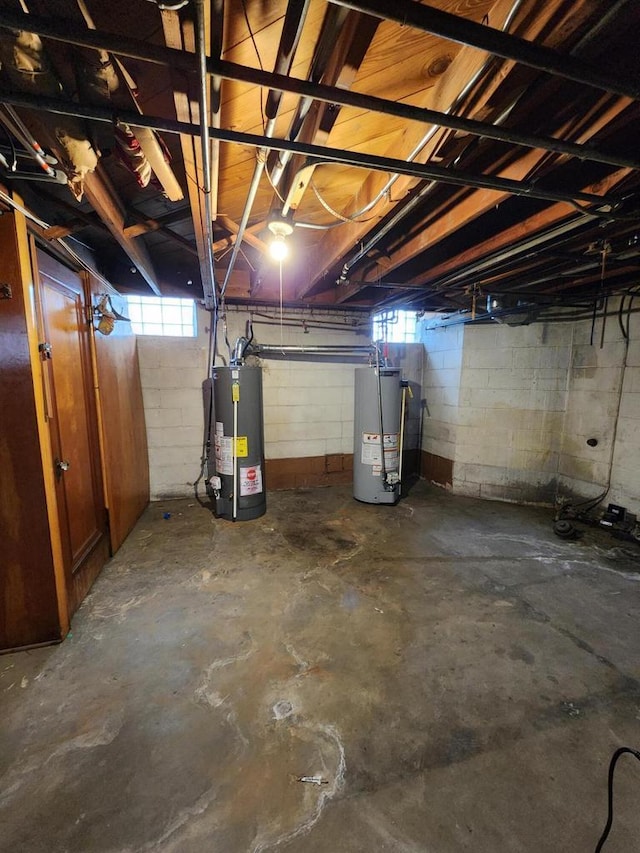basement with water heater
