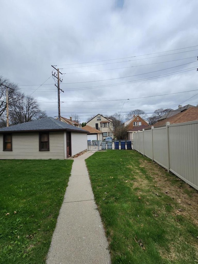 view of yard featuring fence