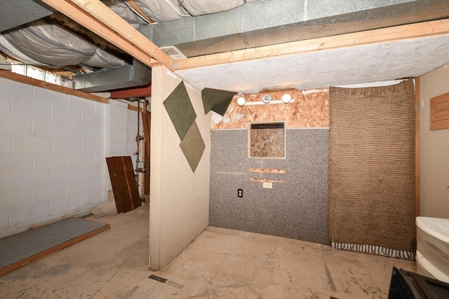 view of unfinished below grade area