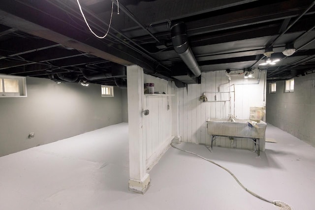 below grade area featuring a sink