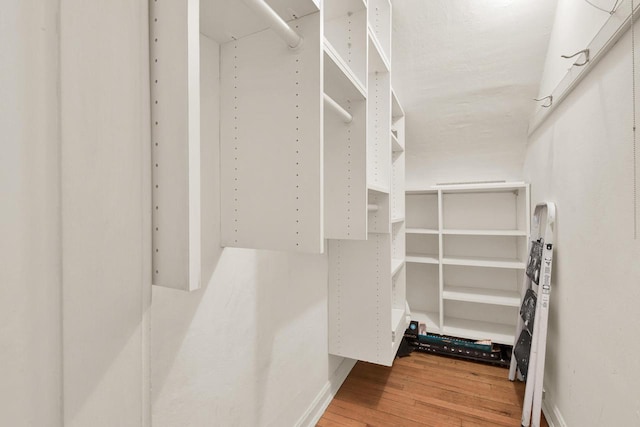 walk in closet featuring wood finished floors