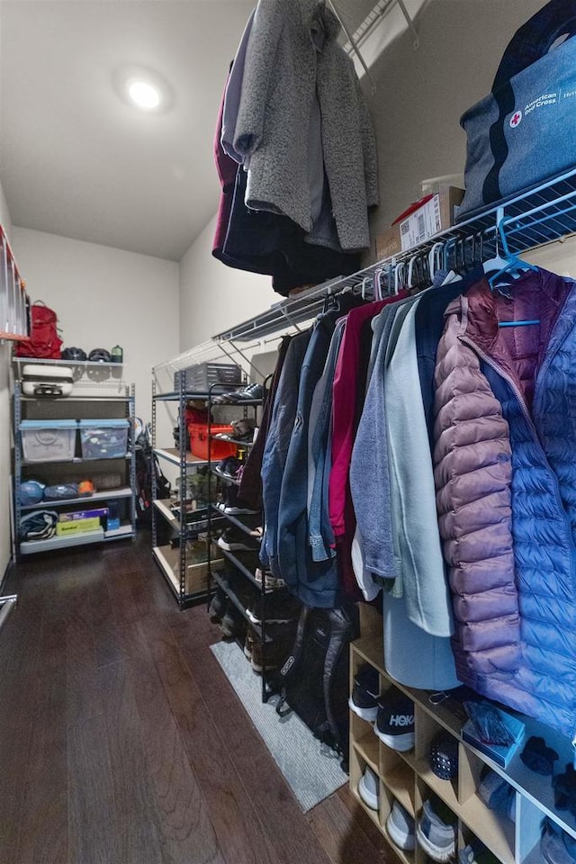 spacious closet with wood finished floors