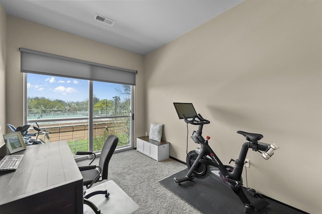 office with carpet floors and visible vents