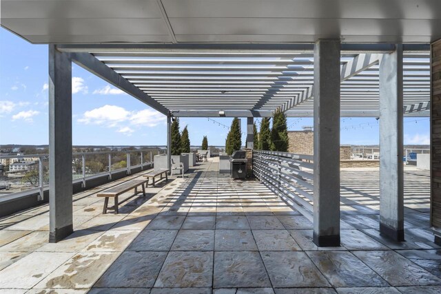 exterior space featuring a pergola