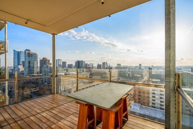 balcony with a view of city